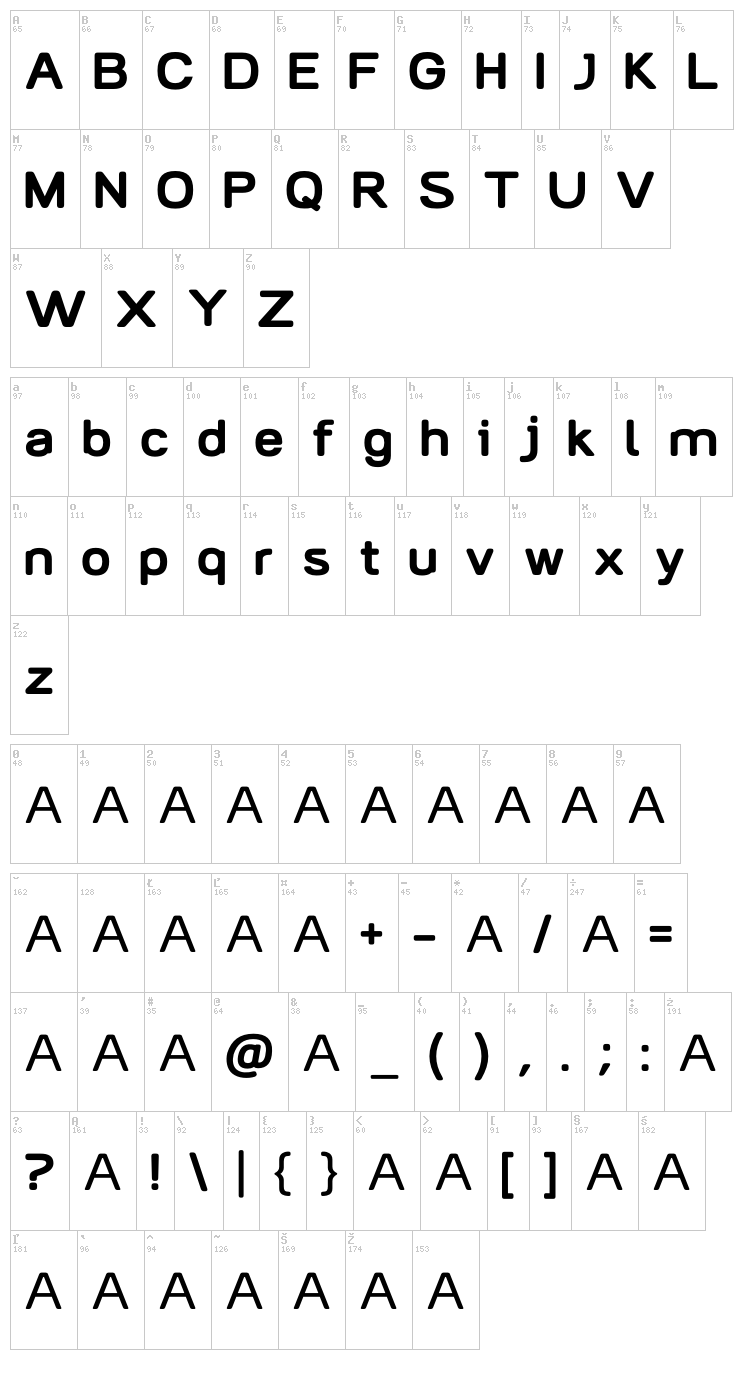 AliciOne font map